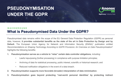 Pseudonymisation Under the GDPR